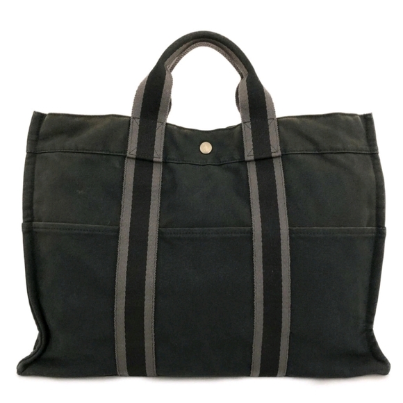 Hermès Fourre Tout Black & Grey MM Canvas Tote Bag (EUC)✨️🖤🩶✨️ - Picture 9 of 10